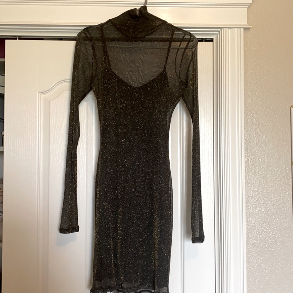 Black Mesh Party Dress with slip